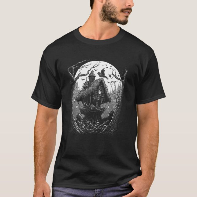 Walking House on Chicken Legs Slavic folklore Baba T-Shirt (Front)