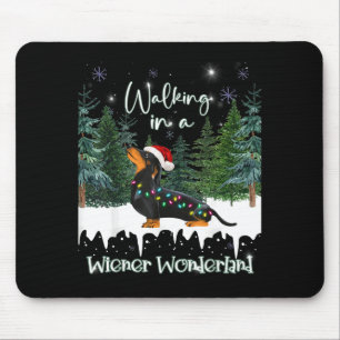 Walking In A Wiener Wonderland Dachshund Mouse Pad