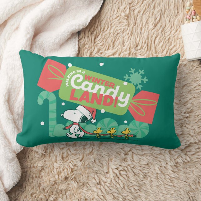 Walking In A Winter Candy Land! Lumbar Cushion (Blanket)
