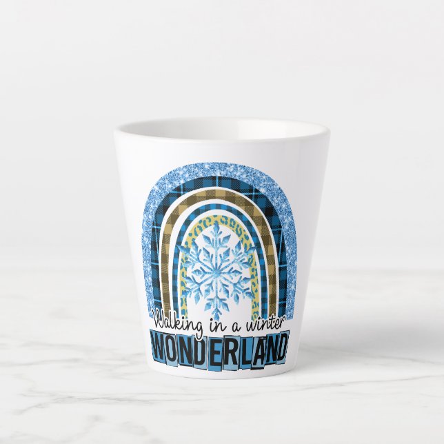 Walking in a Winter Wonderland | Blue Rainbow Latte Mug (Front)