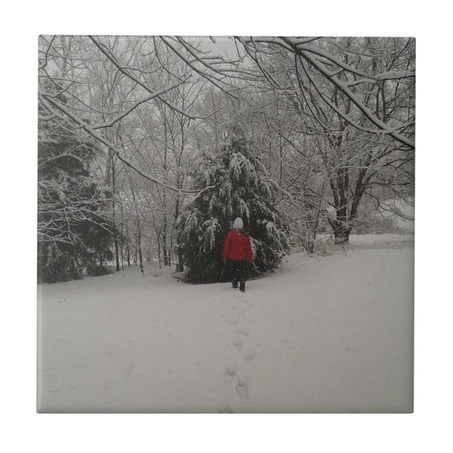 Walking In A Winter Wonderland Ceramic Tile (Front)