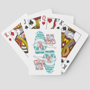WALKING IN A WINTER WONDERLAND gnome christmas Playing Cards
