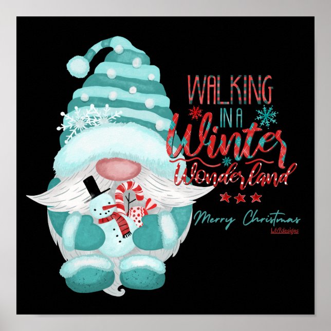 WALKING IN A WINTER WONDERLAND gnome christmas     Poster (Front)
