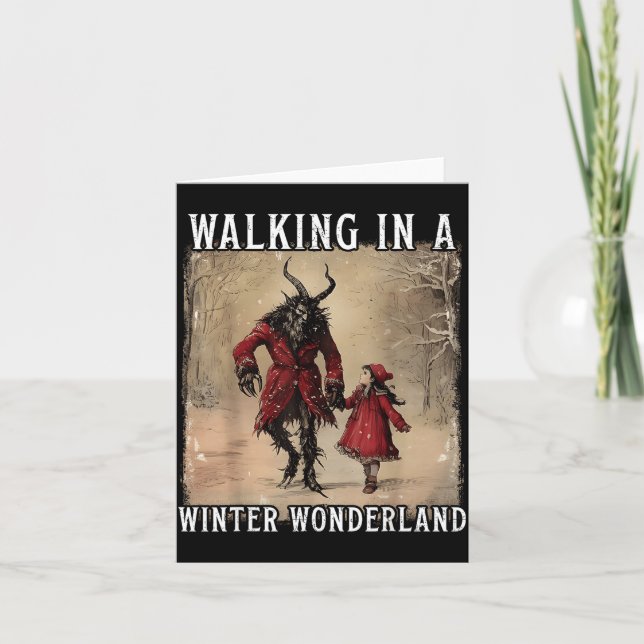 Walking In A Winter Wonderland Krampus Creepy Horr Card (Front)