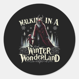 Walking In A Winter Wonderland Krampus Dark Winter Classic Round Sticker