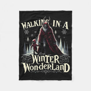 Walking In A Winter Wonderland Krampus Dark Winter Fleece Blanket