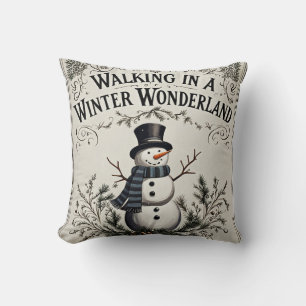 Walking in a Winter Wonderland Snowman Cushion
