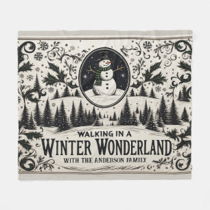Walking in a Winter Wonderland Snowman Fleece Blanket