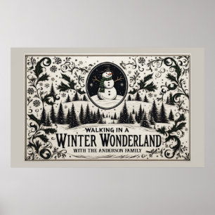 Walking in a Winter Wonderland Snowman Poster