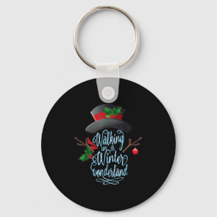 Walking In A Winter Wonderland Snowman Vintage Chr Key Ring