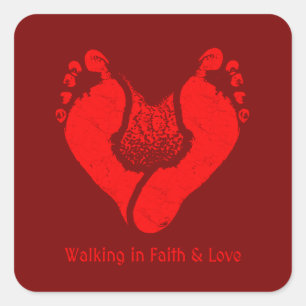 Walking in Faith & Love Christian Design Square Sticker