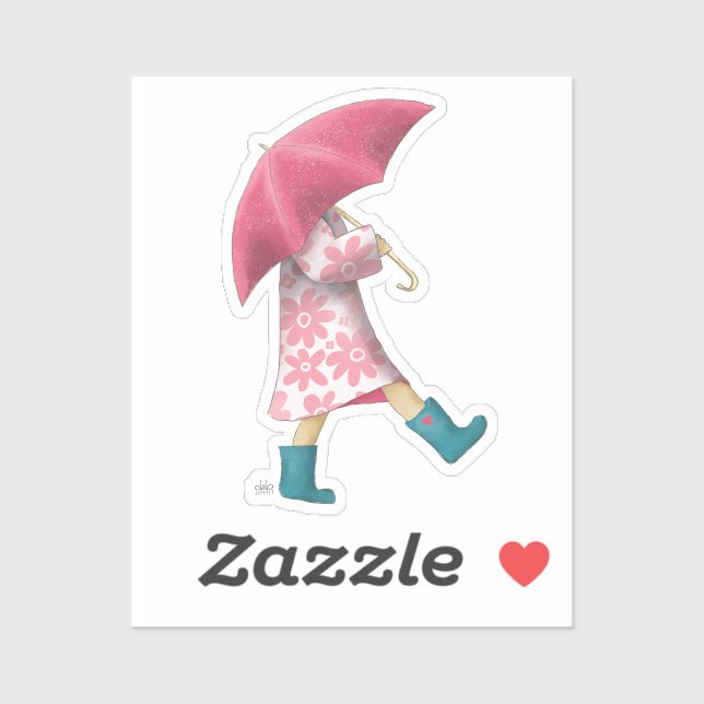 Walking in the Rain illustrated sticker  (Sheet)