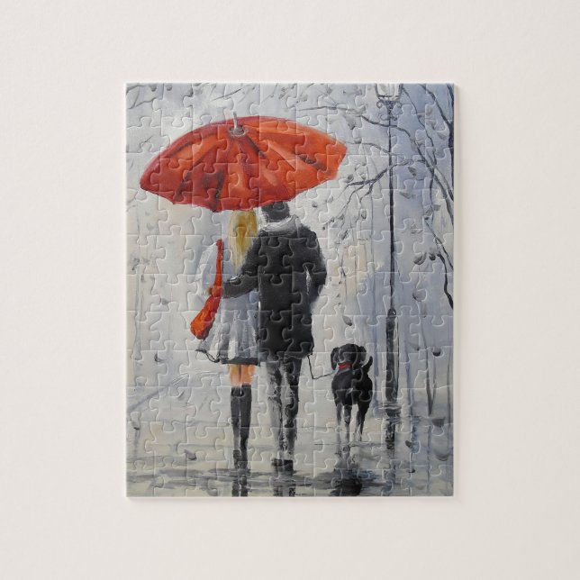 Walking in the rain jigsaw puzzle (Vertical)