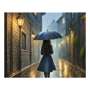 Walking in the rain photo print