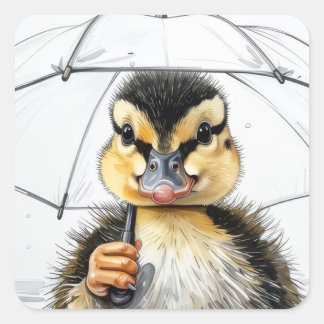 “Walking in the Rain”  Square Sticker