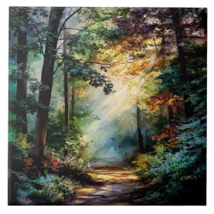 Walking In The Woods Ceramic Tile