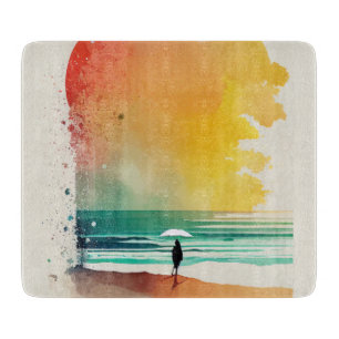Walking into the Waves Abstract Beach Art  Cutting Board