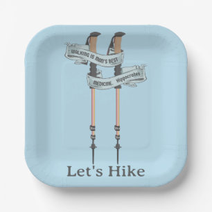 walking is the best medic Hippocrates hiking pulse Paper Plate