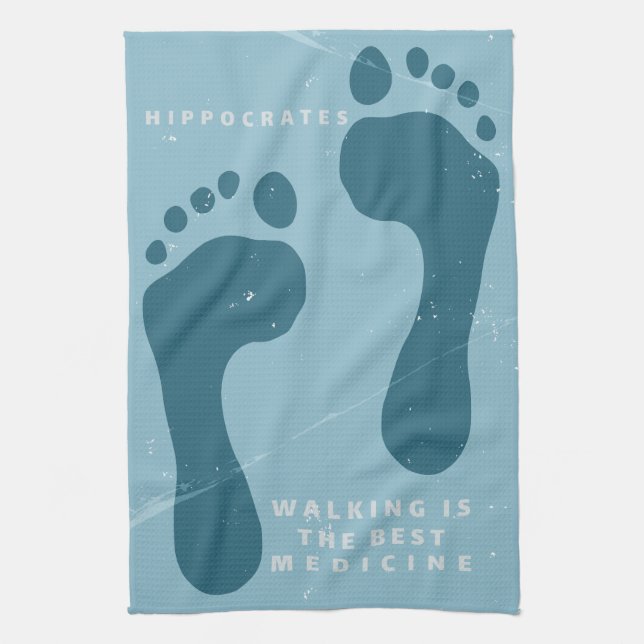 Walking is the best medicine Hippocrates quote Tea Towel (Vertical)