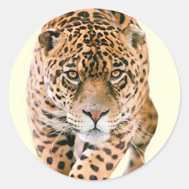 Walking Jaguar Eyes Classic Round Sticker (Front)