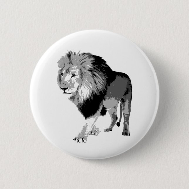Walking Lion 6 Cm Round Badge (Front)
