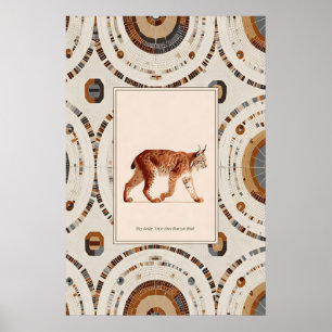 Walking Lynx Poster Print  Neutral Wildlife Wall