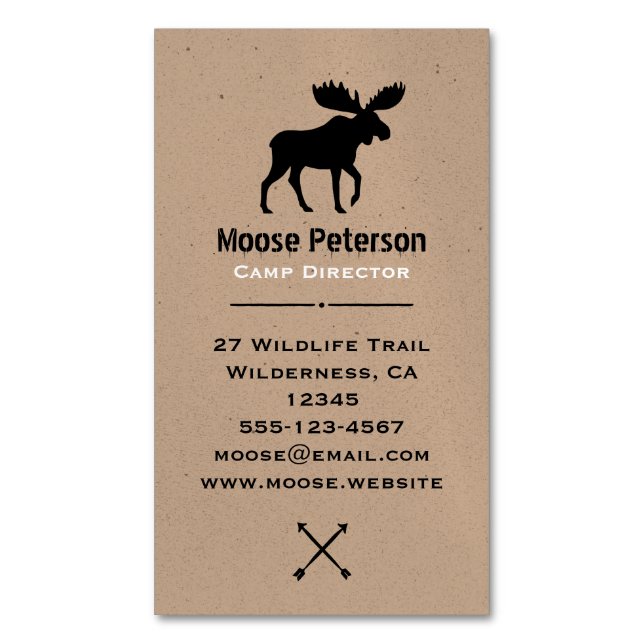 Walking Moose Silhouette | Wildlife Wild Animal Magnetic Business Card (Front Vertical)