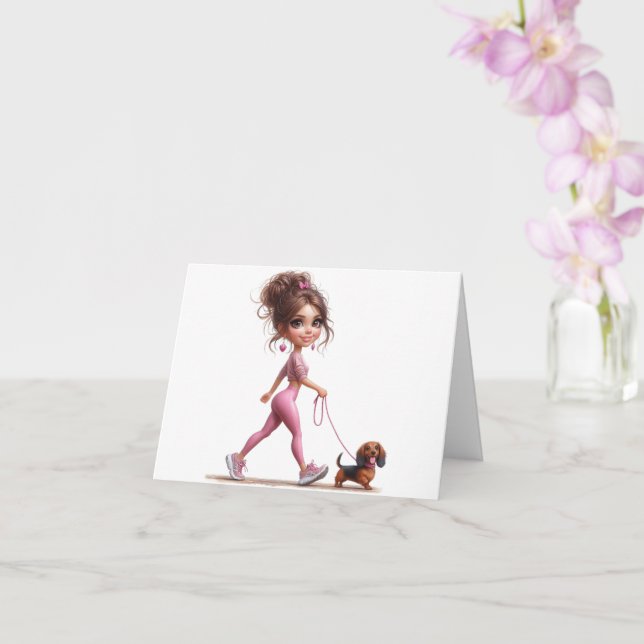 Walking My Dachshund Card (Orchid)