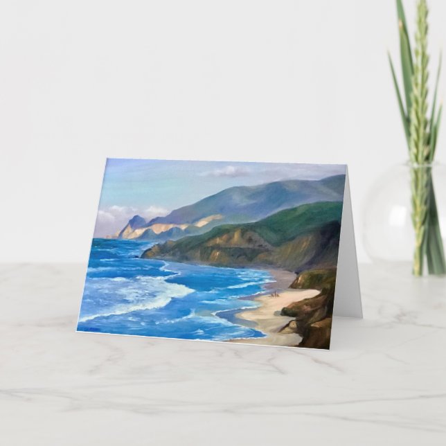 Walking My Dogs at Devil's Slide Greeting Card (Front)