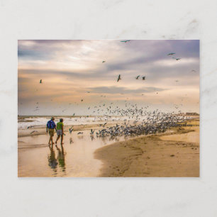 Walking on a Florida Beach Travel Photography Postcard