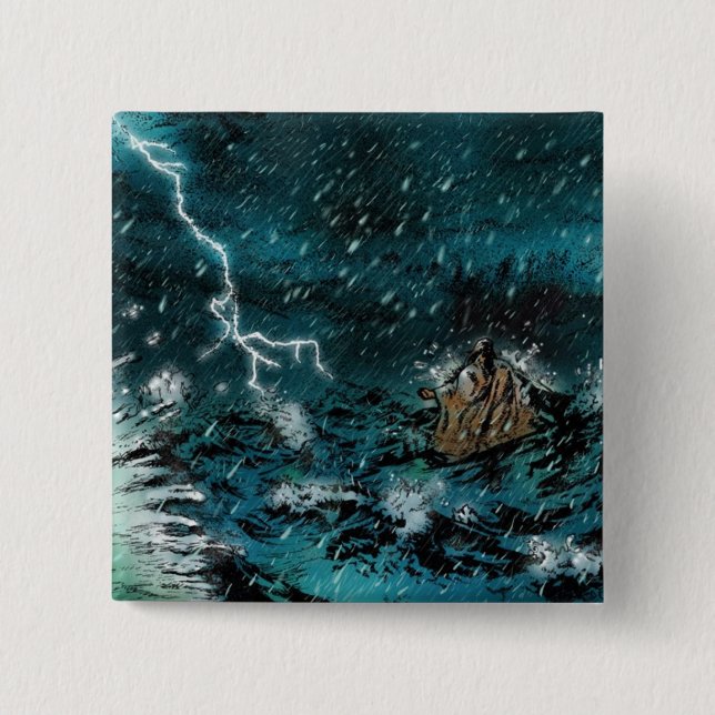 walking on water Jesus 15 Cm Square Badge (Front)