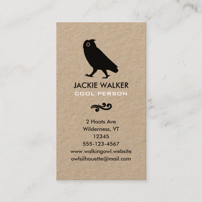 Walking Owl Silhouette | Simple Wildlife Business Card (Front)