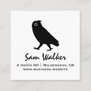 Walking Owl Silhouette Square Business Card