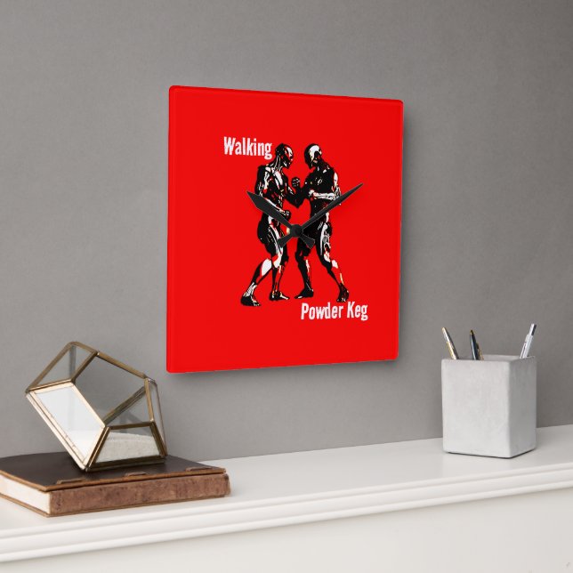 Walking Powder Keg Square Wall Clock (Office)