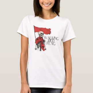 Walking Red Flag Skeleton | Edgy Minimalist Humour T-Shirt