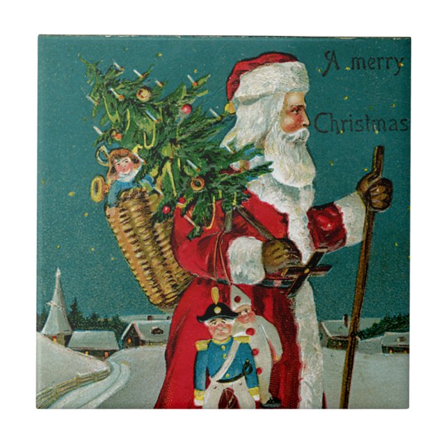 Walking Santa Ceramic Tile (Front)