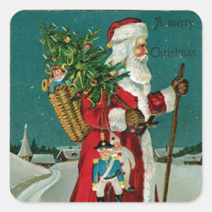 Walking Santa Square Sticker