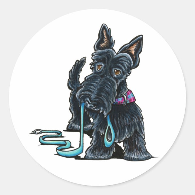 Walking Scottie Classic Round Sticker (Front)
