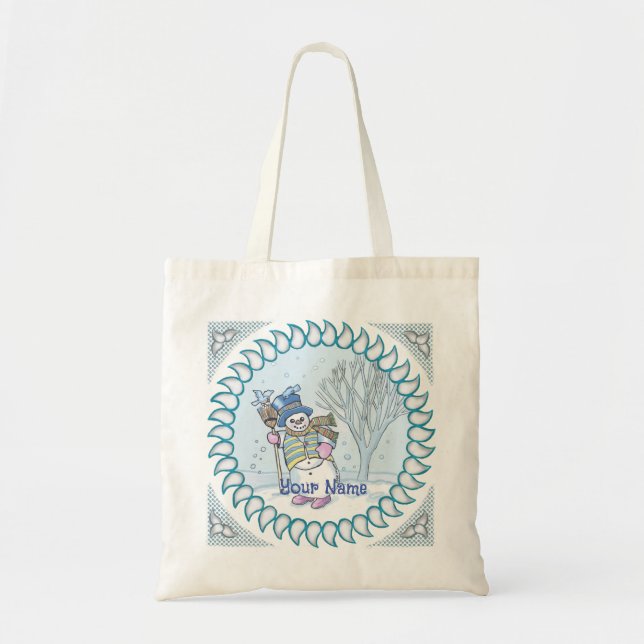 walking Snowman tote bags (Front)