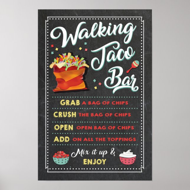 Walking Taco Bar Sign Poster (Front)