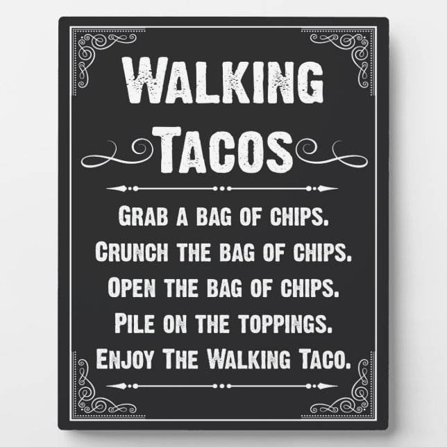 Walking Tacos Sign Plaque (Front)