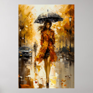 Walking the Autumn Rain: A Woman's Meditation -  Poster