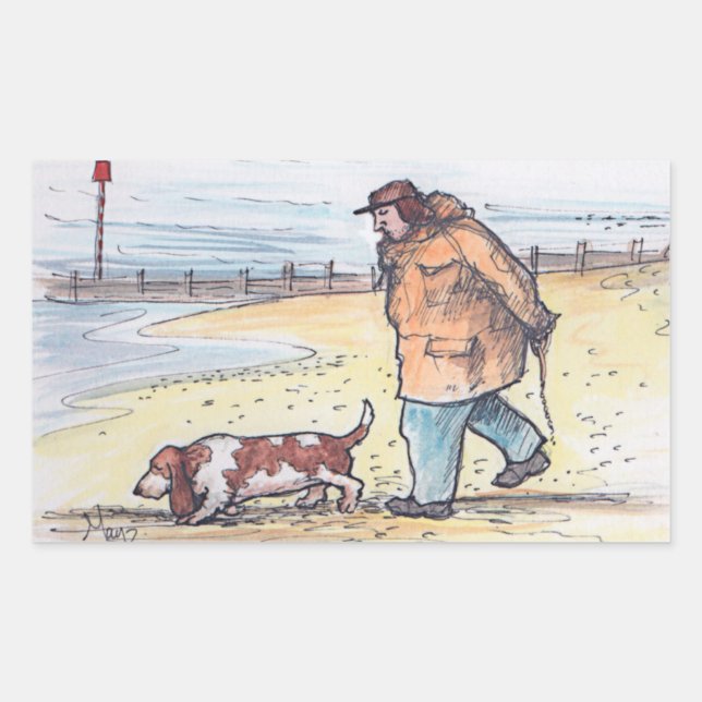 Walking the dog - 02 rectangular sticker (Front)