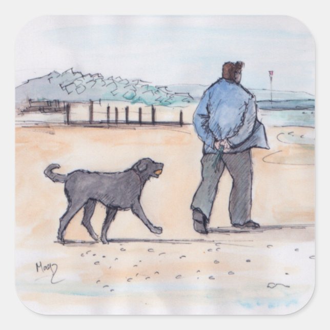 walking the dog - 07 square sticker (Front)