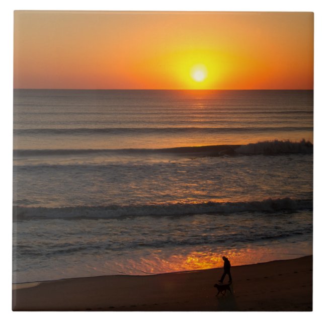 Walking The Dog OBX Ceramic Tile (Front)