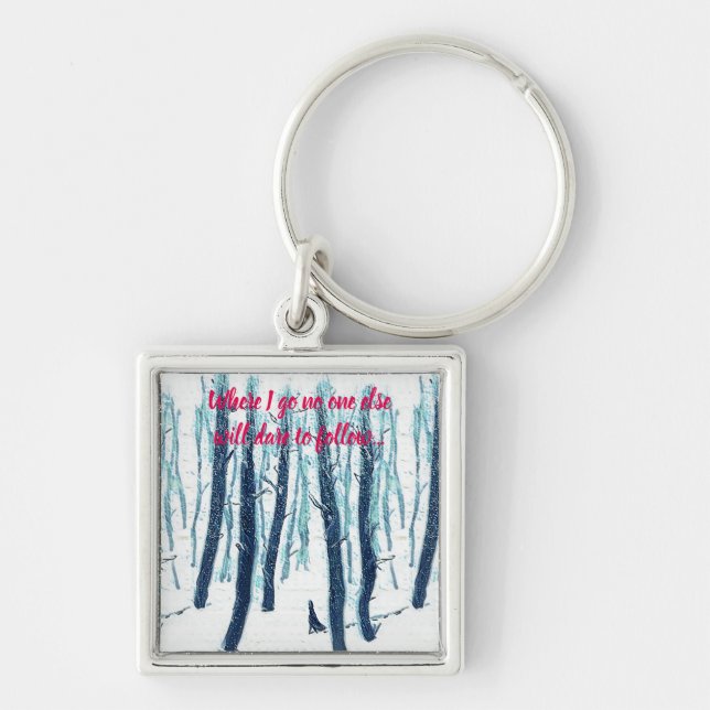Walking Through Snowy Forest Key Ring (Front)