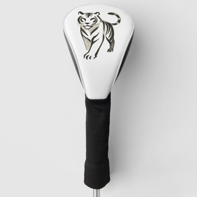 Walking Tiger Drawing - Ink Design on Golf Head Cover (Front)
