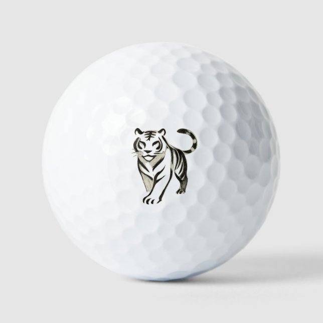 Walking Tiger Drawing - Ink Golf Ball Design (Front)