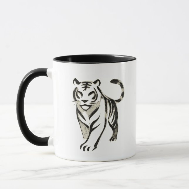 Walking Tiger Drawing - Ink Mug Design (Left)