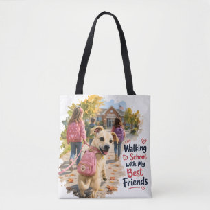 Walking to School with My Best Friends Tote Bag